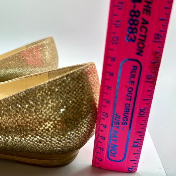 jimmy Choo leather glitter accent flats size 7.5 - Picture 4 of 7